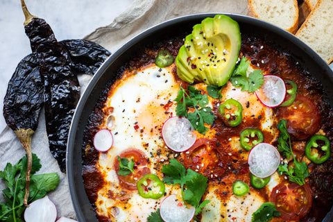Mexican Shakshuka with Pasilla Sauce