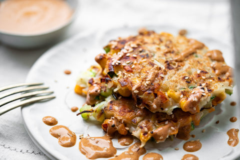 Savoury Pancakes with Chipotle Yoghurt Sauce