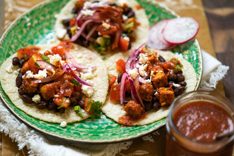 Easy Tempeh Tacos with Chipotle Salsa
