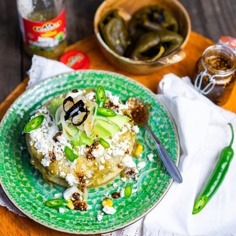Poblano and Green Salsa Pastel Azteca Recipe