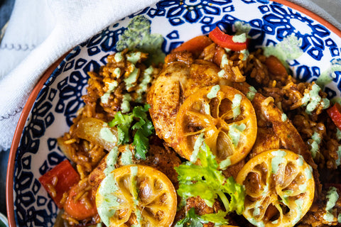 Chicken Rice Pilaf with Cilantro Sauce