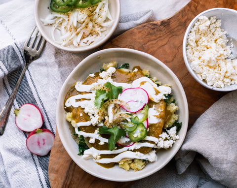 Poblano Enchiladas with Kale and Potatoes