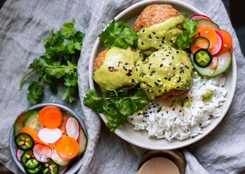 Chicken Meatballs with Cilantro-Jalapeño Sauce