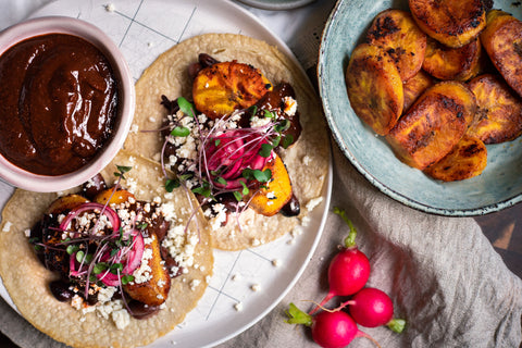 Chipotle Plantain Tacos with Sweet Pasilla Salsa