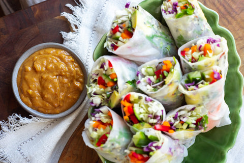 Spring Rolls with Spicy Peanut Sauce