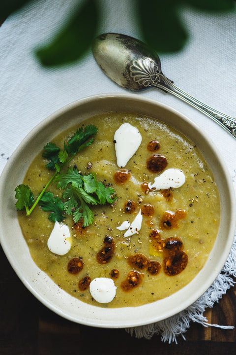 Leek & Potato Soup with Poblano