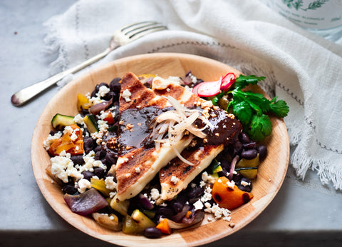 Black Beans and Grilled Cheese with Mole