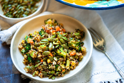 Macha-Tahini Dressing & Spicy Pumpkin Seeds