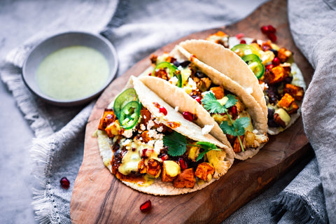Sweet Potato and Cauliflower Tacos with "Fake" Avocado Salsa