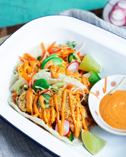 Panko Fish Tacos with Chipotle Crema