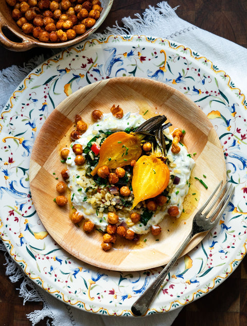 Spiced Chickpeas with Golden Beets Salad