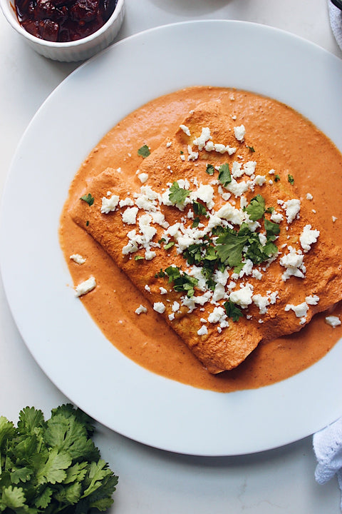 Vegetarian Enchiladas with a Creamy Chipotle Sauce