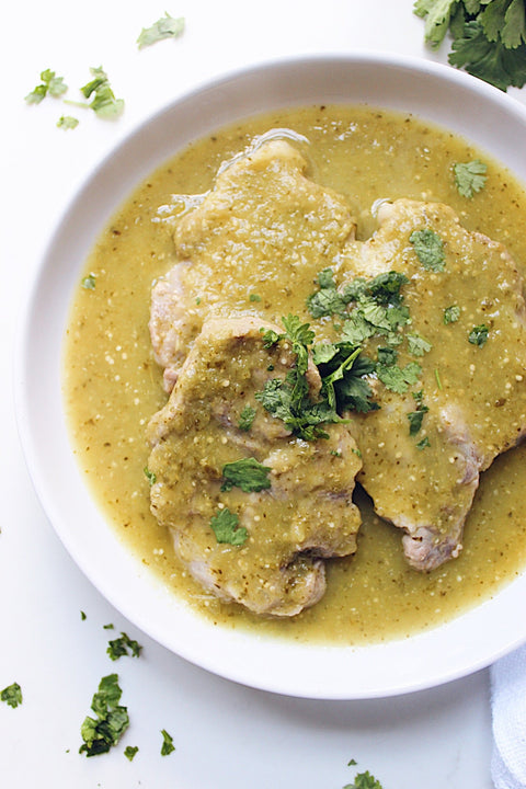 Pork Steaks in La Costena Tomatillos Sauce