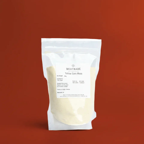 Package of Mextrade Yellow Corn Mass on a red background