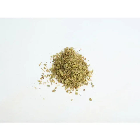 Pile of dried Mexican oregano leaves