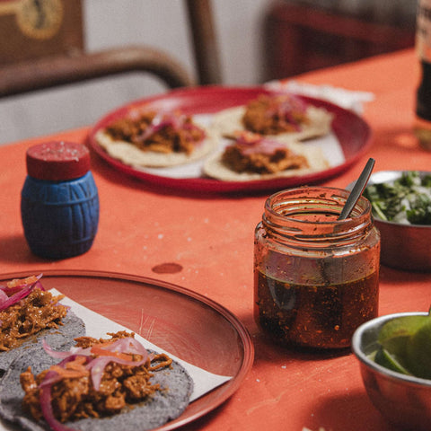 authentic mexican tacos with salsa and traditional mexican ingredients